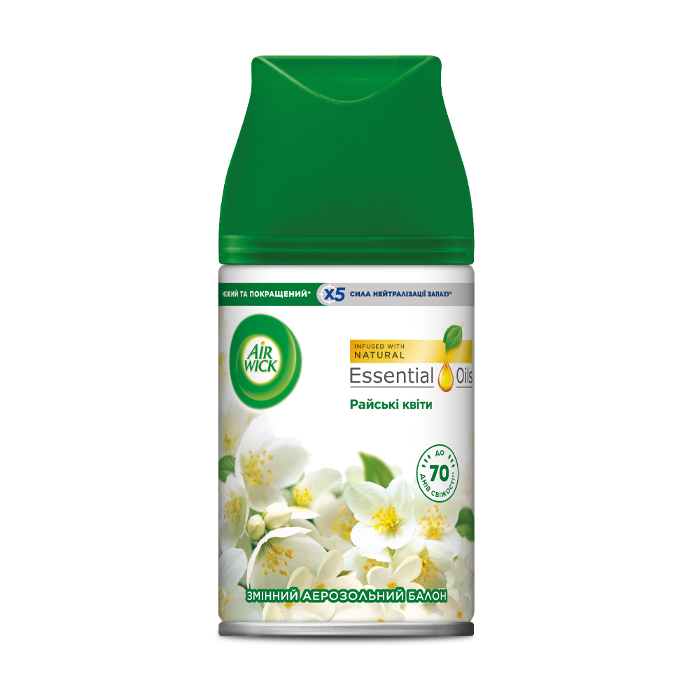 Змінний балон до автоматичного аерозольного освіжувача повітря Air Wick Freshmatic Райські квіти, 250 мл